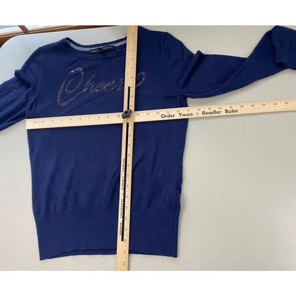 WHBM Cashmere Blend Sweater Womens Small Cheers Bling Holiday Christmas Party - Picture 7 of 16